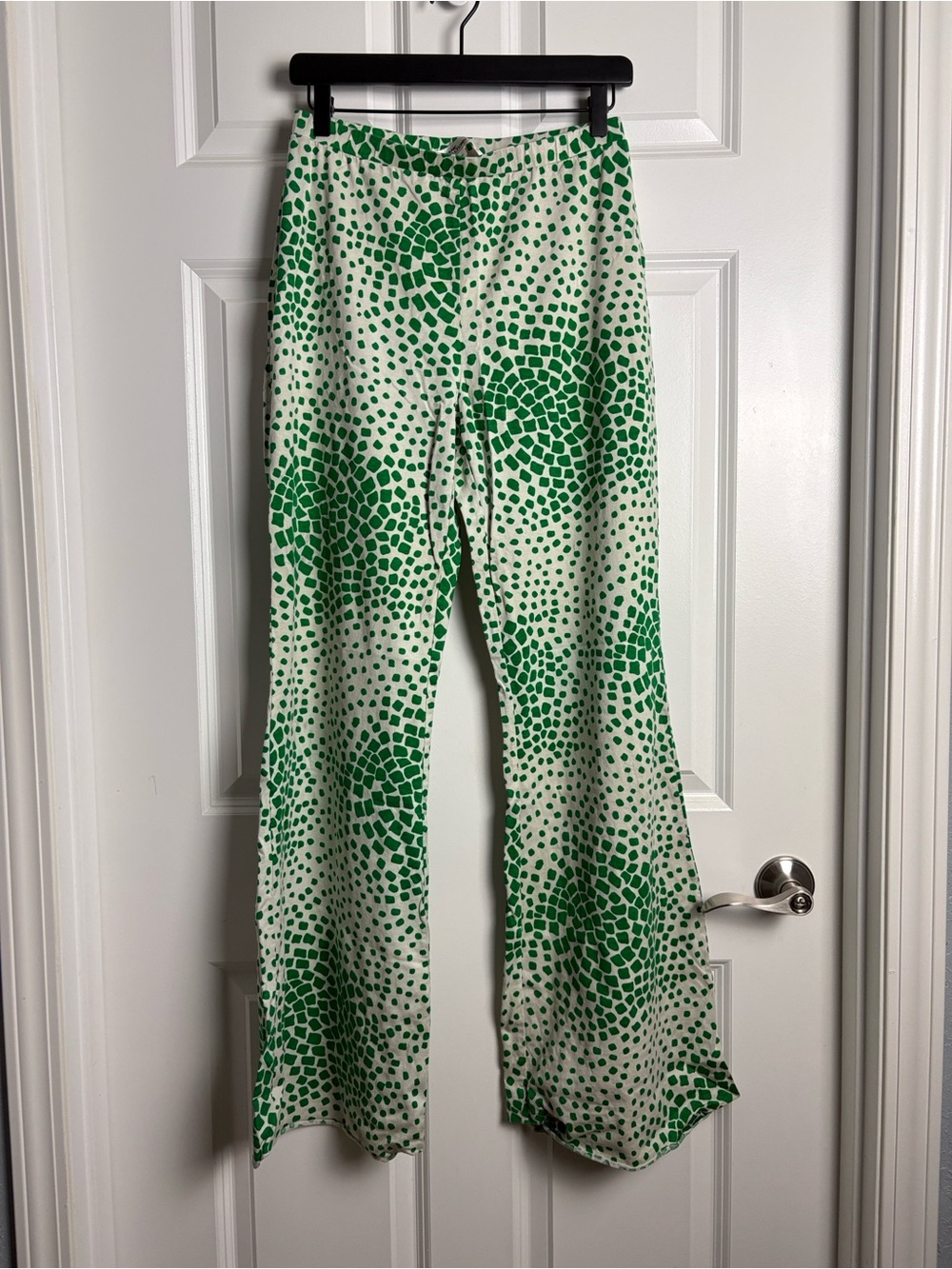 Diane Von Furstenberg Finn wide leg green and ivory mosaic cloud pant - Picture 6 of 6